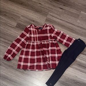 Tommy Hilfiger Red Plaid Kids Blouse & Pants Set